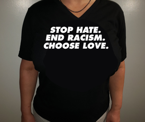 WOMEN'S "STOP HATE" V-NECK TEE